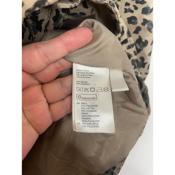 H&M Size 9-10 Parka Coat Leopard Print Tan Black Cinched Waist Detachable Hood - Picture 8 of 12